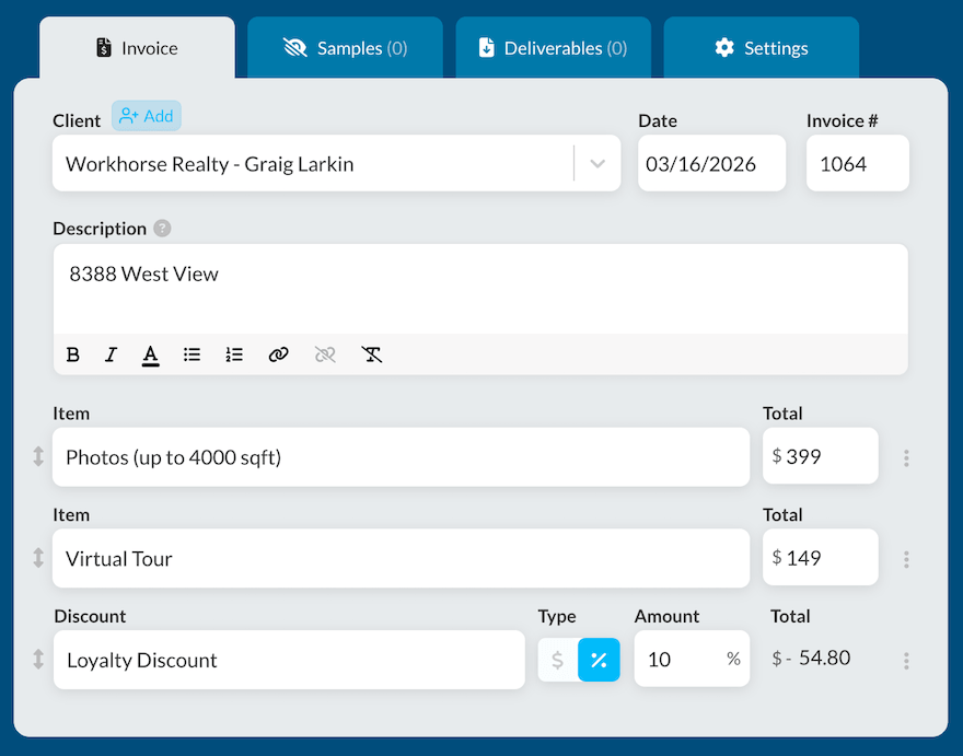Create & send an invoice
